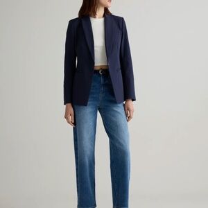 NWT Quince Navy Scuba Single Breasted Convertible Blazer